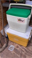 Lot of three coolers Coleman others lid detached