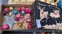 Box of small old Christmas ornaments