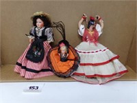 Small Cabera Doll w Feathers & 2 Others