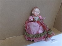 Antique Bisque Doll, Pink Dress