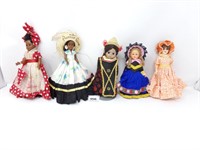 5 vintage Dolls w Moveable Eyes