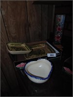 Spongeware Bowl & Mexican Pottery