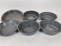 Gray enamelware / agate bowls & plates