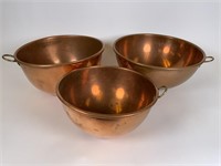 3 Copper mixing bowls