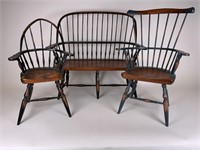 Spindle Back Doll Bench & chairs