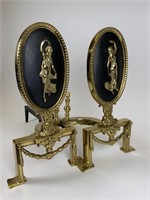 Fancy ornate brass andirons