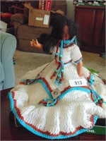 Native American Doll w/ Crochet Dress