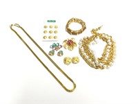 Lot of Assorted Gold Tone Costume Jewelry