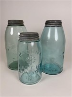 Early blue & green mason jars