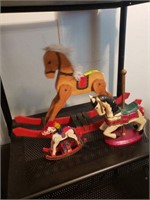 DOLL SIZE ROCKING HORSE AND CAROUSAL HORSES