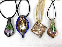 (4) Murano / Art Glass Pendants