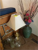 GROUP LOT- LAMP, PLANTER, GLOBES/JARS