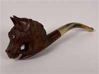 Real Briar Carved horse head pipe