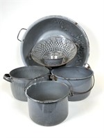 Vintage Gray Enamelware / Agate lot