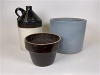 Stoneware crock, jug & Planter