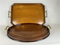 2 vintage wooden trays