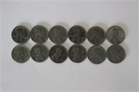 (12) 1943 Steel Wheat Pennies