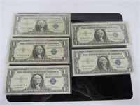 (5) 1957 $1 Silver Certificates