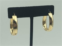 Pair Hollow 14K yellow gold hoops