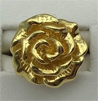 Ladies 14K yellow gold hollow rose ring