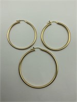 14K yellow gold Lot of 3 hoop earrings