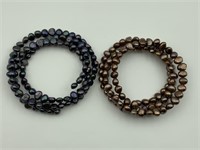 Two wire bracelets w/ pearls