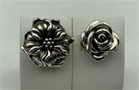 Lot of 2 Hollow Sterling floral rings