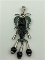 Mexican sterling onyx & malachite pendant