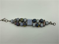Unmarked silver bracelet w/ multi colored stones