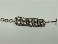 Unmarked silver bracelet w/ pearls