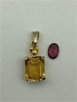 14K pendant & unset Garnet stone