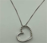 14K white gold heart pendant & chain