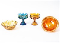Lot of 4 Vintage Glass Pieces / Carnival