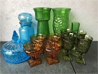Box Lot of Colored Glassware