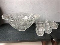 Glass Punchbowl with Serving Cups