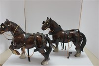 2 PLASTIC DRAFT HORSES, 9" TALLX16