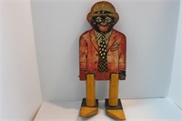 VERY OLD BLACK AMERICANA WALKING WOODEN PUPPET