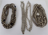 SILVER BEADED NECKLACES AND BRACELETS