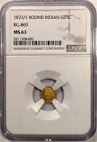 1872/1 CAL FRACTIONAL GOLD 25C BREEN-GILLIO #869