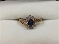 10k yellow gold Sapphire & Diamond Ring