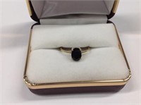 10k yellow gold dark blue gemstone Ring