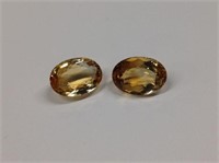 2pc loose oval Citrines, 25.43 ctw,