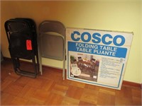 Cosco Folding Table & 4 Chairs (3 Brown & 1 Tan)