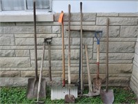 Yard Tools, Shovels, Pick, Post Hole Digger, Etc