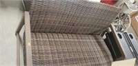 1 wicker woven outdoor settee  and matching chair