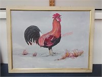 Framed Rooster Painting by Dolores K