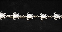 STERLING BRACELET WITH OPAL INLAY TURTLES- 14 GR