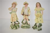 BISQUE FIGURES, 8 1/2" TALL, SLIGHT DAMAGE TO ONE