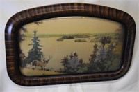 NATURE SCENE WITH CONVEX GLASS FRAME - 14" X 22"