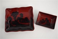 ROYAL DOULTON FLAMBE TRINKET DRESSER TRAYS